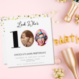 Convites festa de aniversário de Montagem de Fotos com 100 