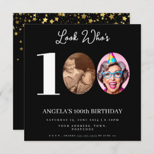 Convites festa de aniversário de Montagem de Fotos com 100