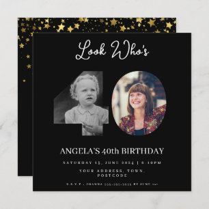 Convites festa de aniversário de Montagem de Fotos com 40 a