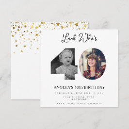 Convites festa de aniversário de Montagem de Fotos com 40 a