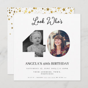 Convites festa de aniversário de Montagem de Fotos com 40 a