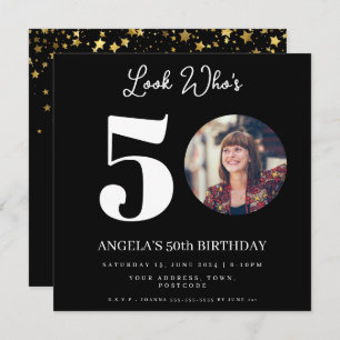 Convites festa de aniversário de Montagem de Fotos com 50 a