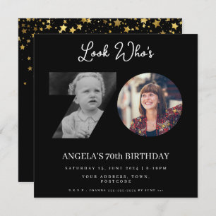 Convites festa de aniversário de Montagem de Fotos com 70 a