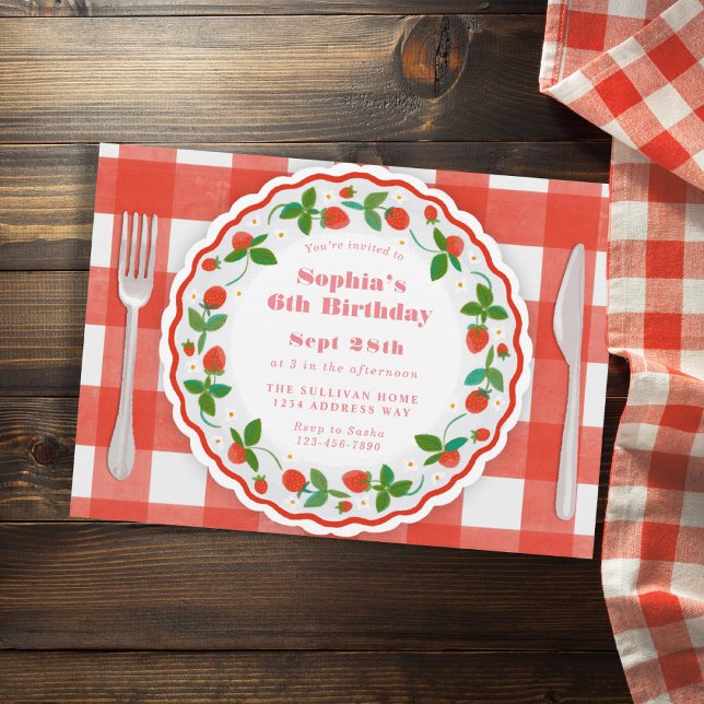 Convites Festa de aniversário de morango doce (Criador carregado)