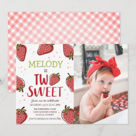 Convites Festa de aniversário De Morango ・ Dois Doce Convit