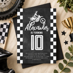 Convites Festa de Aniversário de Moto de Trilha com Quadro