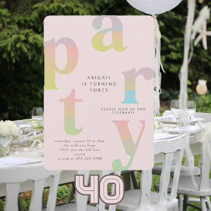 Convites Festa de aniversário de Mulher Gradiente Retroativ