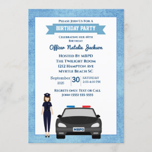 Convites Festa de Aniversário de Mulher Policial
