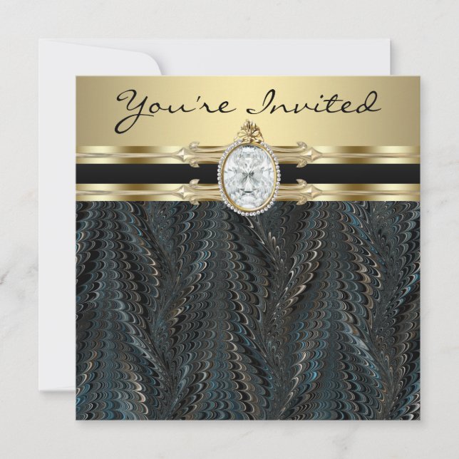 Convites Festa de Aniversário de Mulheres Douradas Elegante (Frente)