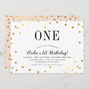 Convites FESTA DE ANIVERSÁRIO de na moda de ouro, confetti