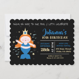 Convites Festa de aniversário de Natação de Sereia Piscina 