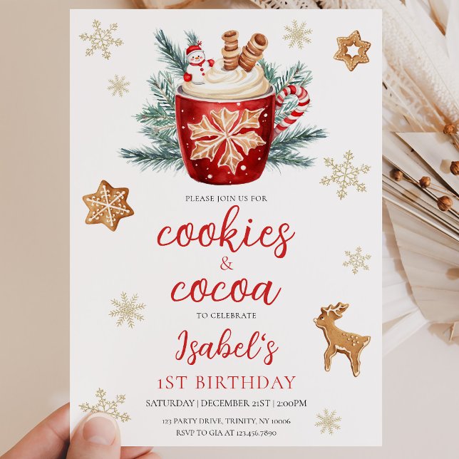 Convites Festa de Aniversário de Natal com Biscoitos e Caca (Criador carregado)