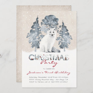 Convites Festa de aniversário de Natal da Floresta Branca