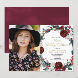 Convites Festa de aniversário de Natal - foto de ouro borra