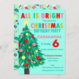 Convites Festa de aniversário de Natal Verde do Mar das Árv