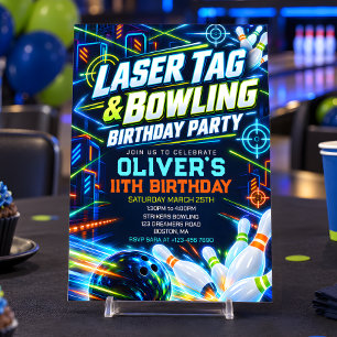 Convites Festa de Aniversário de Neon Laser Tag & Boliche