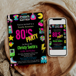 Convites Festa de aniversário de Neon Retro Personalizada