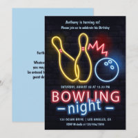 Festa de Aniversário de Noite de Boliche Neon