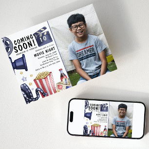 Convites Festa de Aniversário de Noite de Filme Infantil