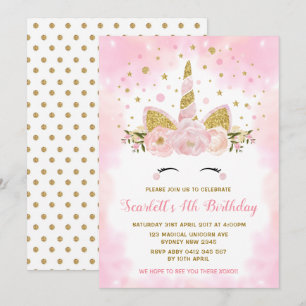 Convites Festa de aniversário de Nuvens Rosa de Pastel do 