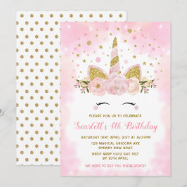 Convites Festa de aniversário de Nuvens Rosa de Pastel do U