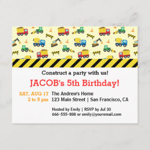 Convites Festa de aniversário de padrões para veículos d