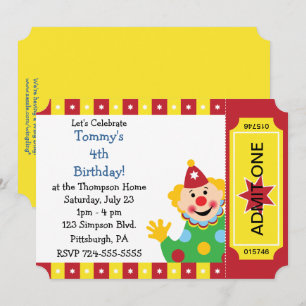 Convites Festa de aniversário de Palhaços para Crianças 