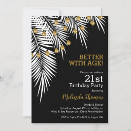 Convites Festa de aniversário de Palmas Douradas e Pretas
