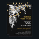 Convites Festa de aniversário de Palmas Douradas e Pretas<br><div class="desc">Frentes de palmeiras brancas com fios de luz dourada sobre fundo preto,  são convites de festas de aniversários divertidos para qualquer idade,  apenas mude os detalhes. Consulte os itens CORRESPONDENTES na nossa coleção.</div>