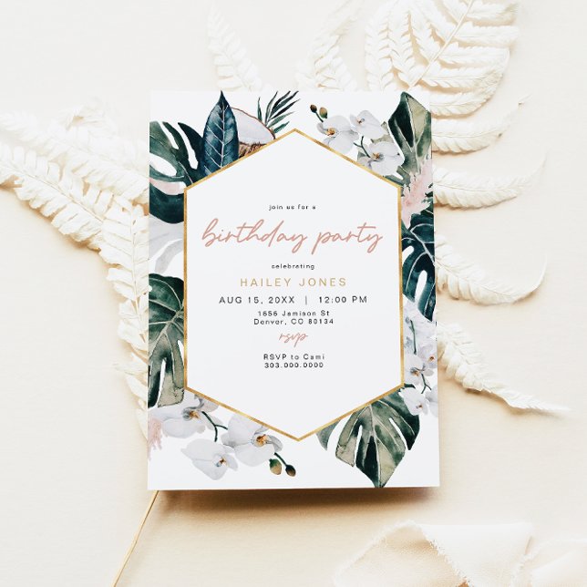 Convites Festa de aniversário de Pampas Tropicais de Palma  (Criador carregado)