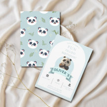 Festa de Aniversário de Panda em Aquarela Azul par