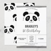 Festa de aniversário de Panda em preto e branco
