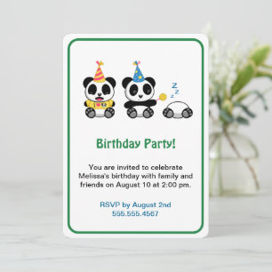 Convites Festa de Aniversário de Pandas Fofos