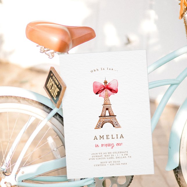Convites Festa de aniversário de Paris Eiffel Tower (Criador carregado)