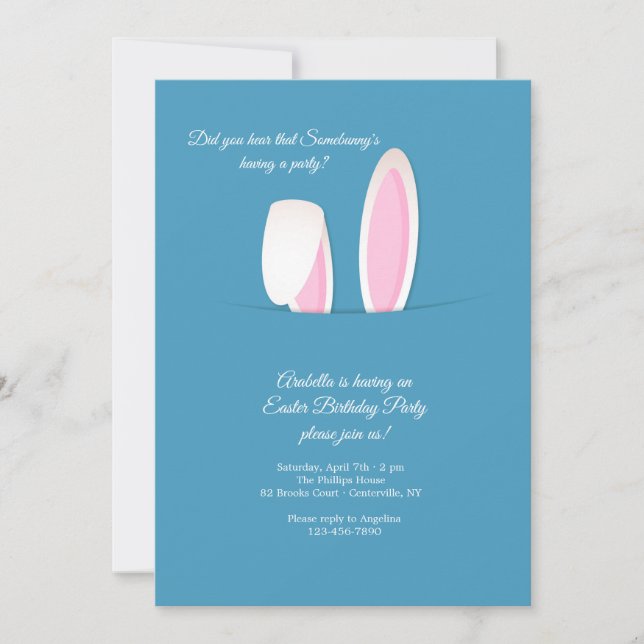 Convites Festa de aniversário de Páscoa de Bunny Ears (Frente)