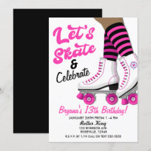Festa de Aniversário de Patinação de Patins Rosa e