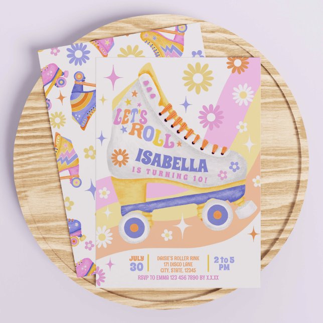 Convites Festa de aniversário de patinação do cilindro (An ideal invitation for a roller disco party!)