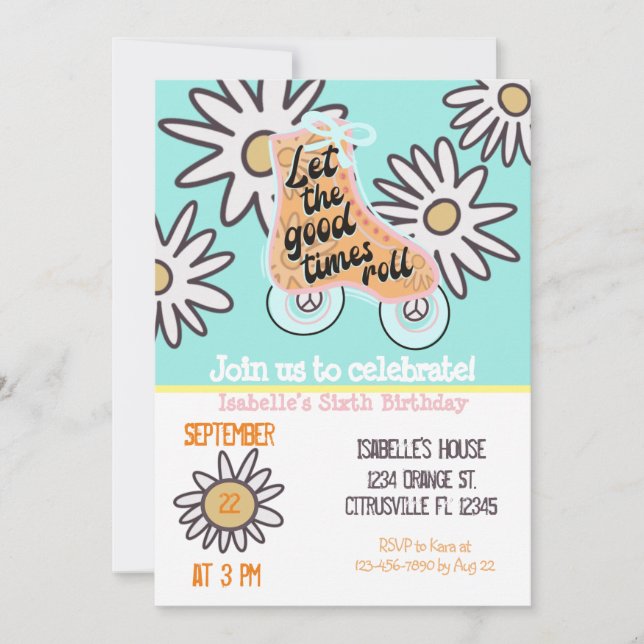 Convites Festa de aniversário de patinação do cilindro (Frente)