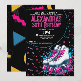 Convites Festa de aniversário de patinação do cilindro 90 d