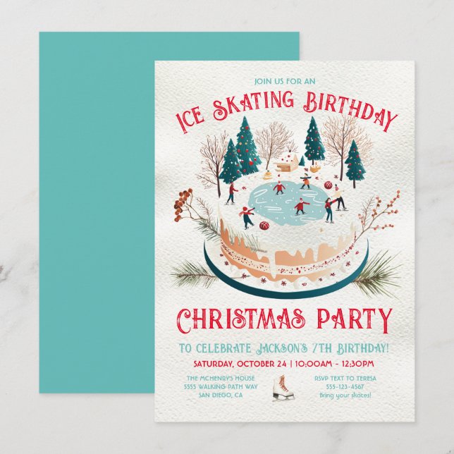 Convites Festa de aniversário De Pé De Gelo Inverno (Frente/Verso)