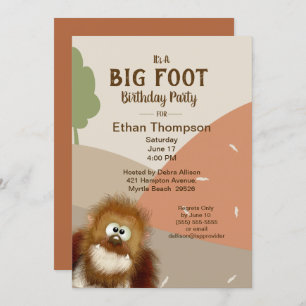 Convites Festa de aniversário de Pé Grande/ Sasquatch