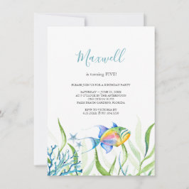Convites Festa de aniversário de peixes tropicais