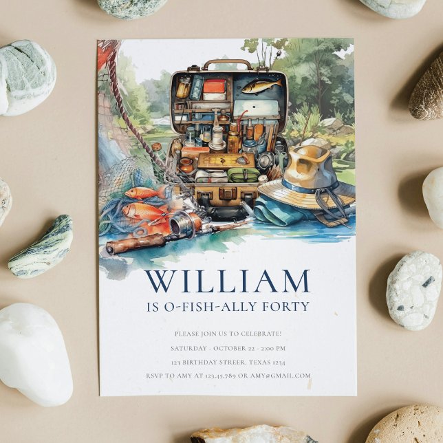 Convites Festa de aniversário De Pesca Adulta Em Qualquer I (Criador carregado)