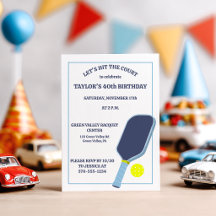 Festa de Aniversário de Pickleball Azul e Branco