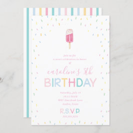 Convites Festa de aniversário de picolé com aspersores do a