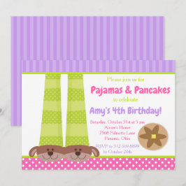 Convites Festa de aniversário de pijamas e panquecas