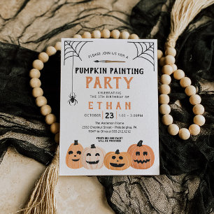 Convites Festa de aniversário de pintura de abóbora