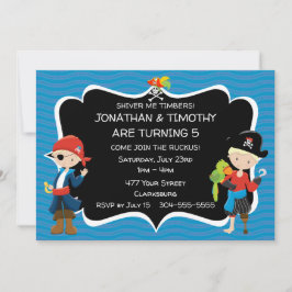 Convites Festa de aniversário de Pirata dos Gêmeos