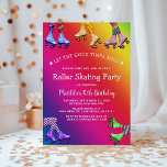 Convites Festa de aniversário de Pista do Rainbow Kids<br><div class="desc">Crianças de cor brilhante patinando em rolos,  apresentando um fundo cor de arco-íris vibrante,  uma seleção de skates e visões multicoloridas,  o legal ditado "Deixe os bons tempos rolar",  estrelas brancas e um modelo de aniversário divertido que pode ser facilmente personalizado.</div>