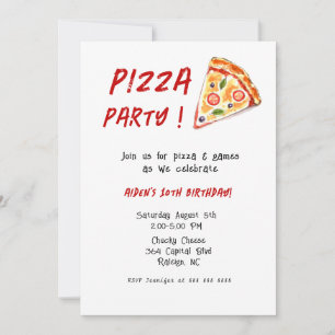 Convites Festa de aniversário de PIZZA para crianças